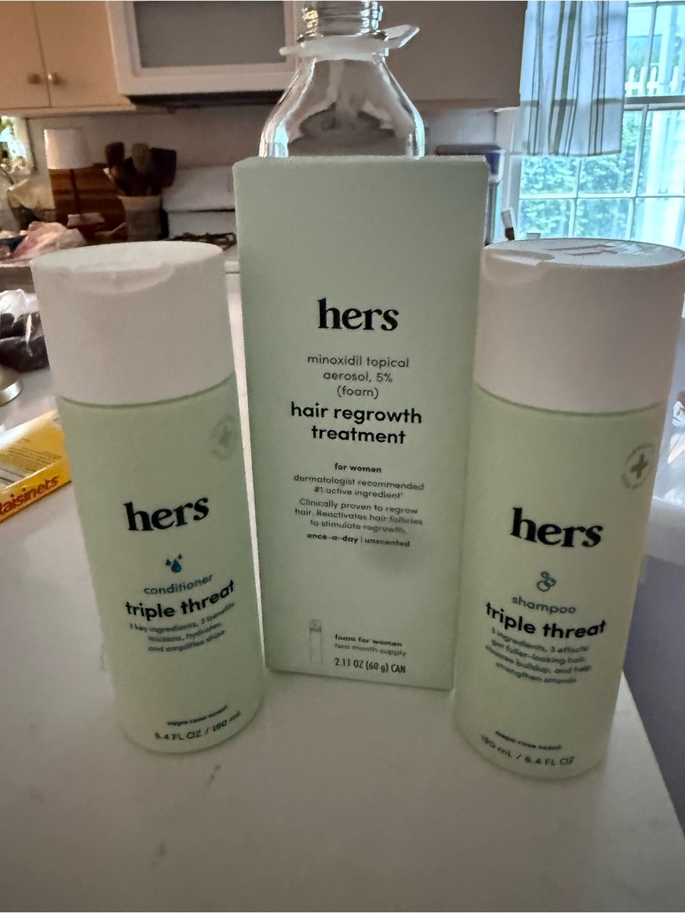 Hair Regrowth Treatment & Triple Threat Shampoo + Conditioner Set - Light Green